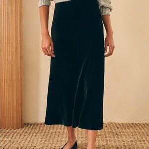 Stretch Silk Velvet Slip Skirt